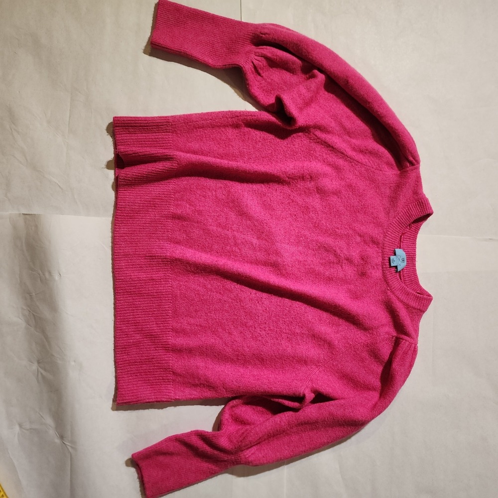 CeCe Women's Pullover Sweater Pink Puff Long Sleeve Knit Top Casual Trendy 1X - Picture 2 of 7